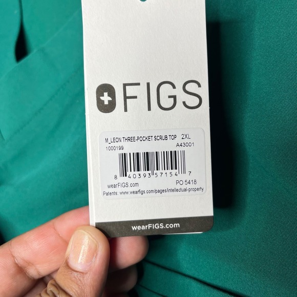 FIGS Mens Green Technical Collection Scrub Top XXL M Leon Three Pocket - Picture 7 of 14